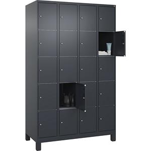 C+P Lockerkast Classic PLUS, 4 compartimenten, grijs, b = 1200 mm, 20 vakken, met voeten