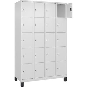 C+P Lockerkast Classic PLUS, 4 compartimenten, verkeerswit, b = 1200 mm, 20 vakken, met voeten