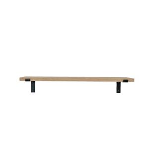 Goudmethout  Zwarte Eiken Wandplank - 100x20 Cm - Plankdragers L Mat Blank