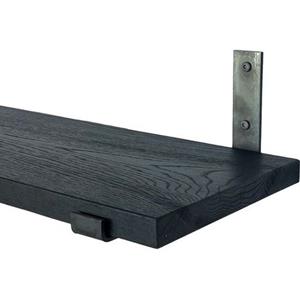 Goudmethout  Zwarte Eiken Wandplank - 80x25 Cm - Plankdragers L-up Zonder Coating