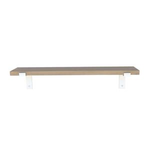 Goudmethout  Zwarte Eiken Wandplank - 120x15 Cm - Plankdragers L Mat Wit