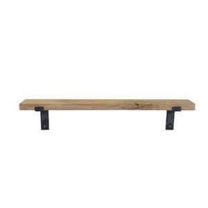 Goudmethout  Zwarte Eiken Wandplank - 40x10 Cm - Plankdragers L Zonder Coating