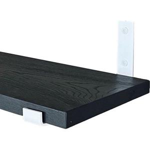 Goudmethout  Zwarte Eiken Wandplank - 40x25 Cm - Plankdragers L-up Mat Wit