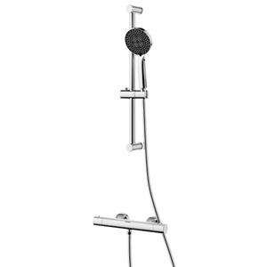 EcoRain Glijstang Doucheset Met Thermostaatkraan - Charly Chroom 13 Cm - Rvs