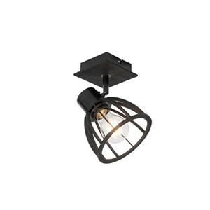 QAZQA Industriële Wandlamp Zwart - Fotu