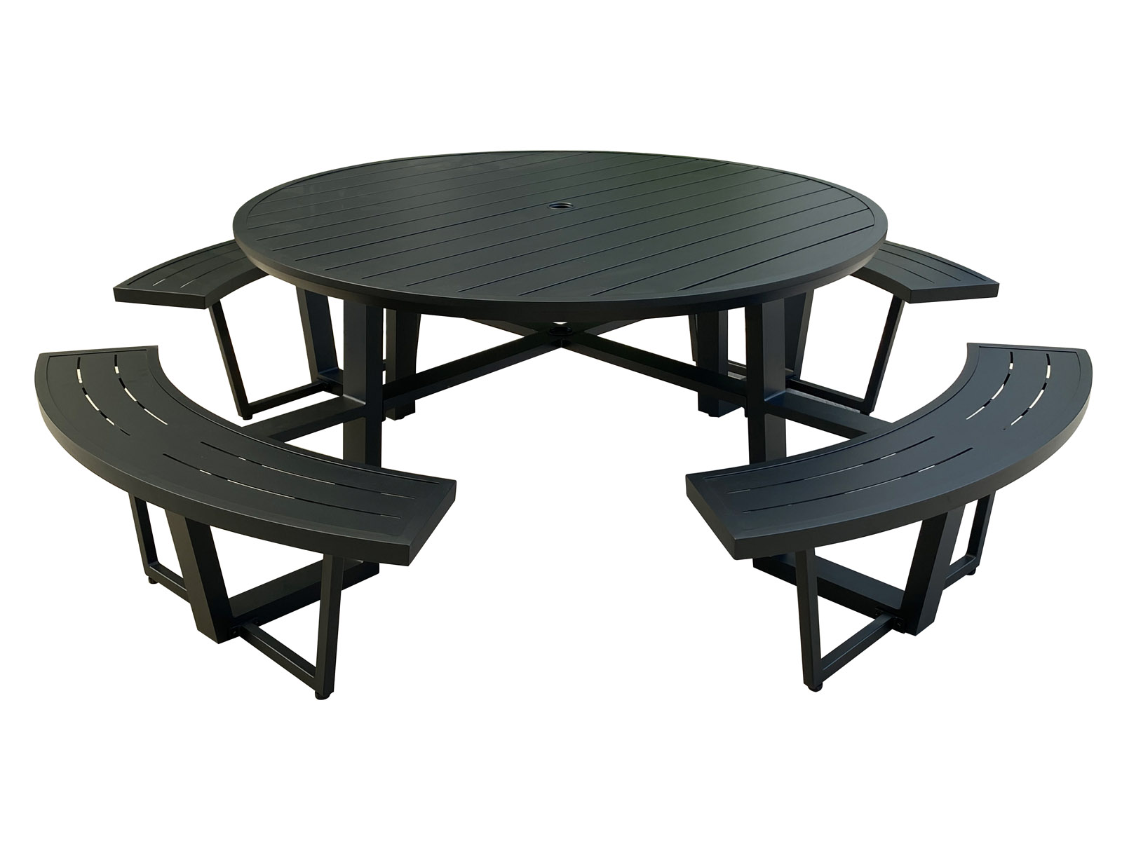 Mobistoxx Ronde picknicktafel PERUGIA 8 personen aluminium zwart