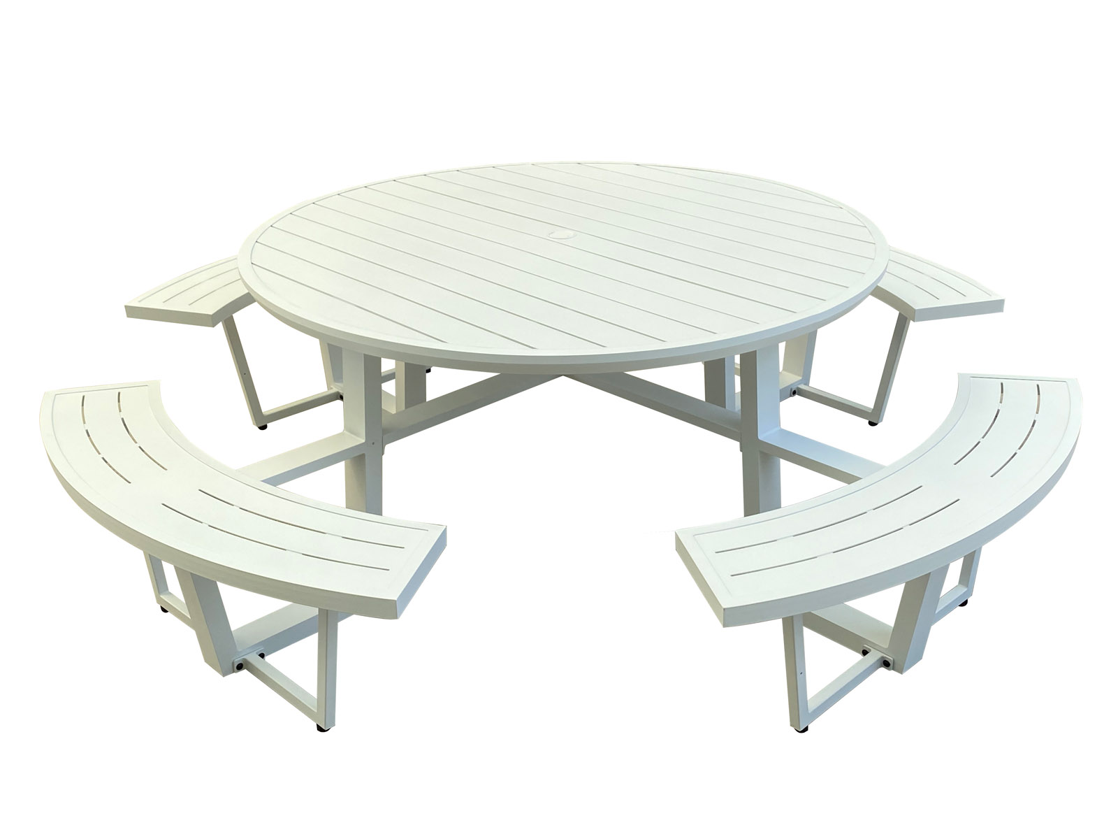 Mobistoxx Ronde picknicktafel PERUGIA 8 personen aluminium wit