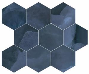 Jabo Tegelsample:  Onyx Blue mozaïek hexagon 26x30cm