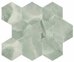 Jabo Tegelsample:  Onyx Jade mozaïek hexagon 26x30cm