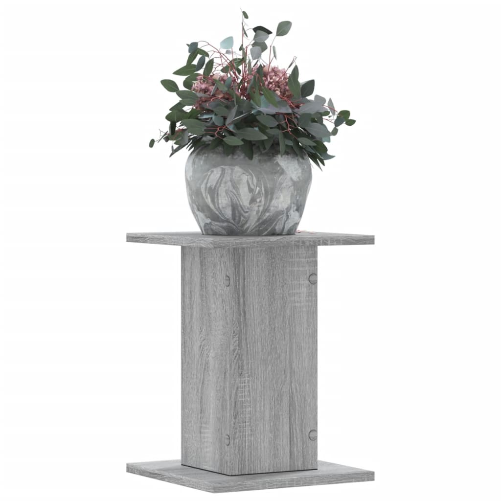 VidaXL Plantenstandaards 2 st 30x30x40 cm bewerkt hout grijs sonoma