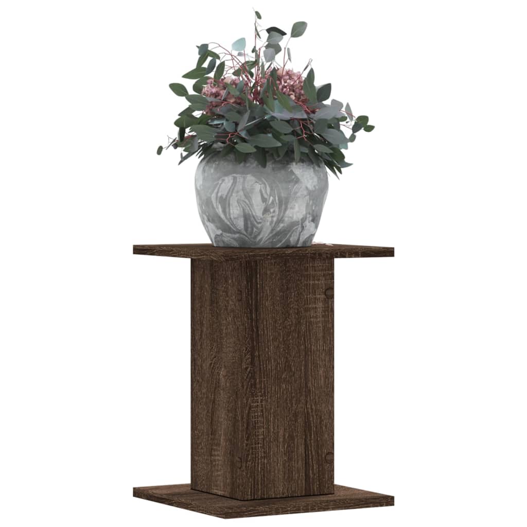 VidaXL Plantenstandaards 2 st 30x30x40 cm bewerkt hout bruin eiken