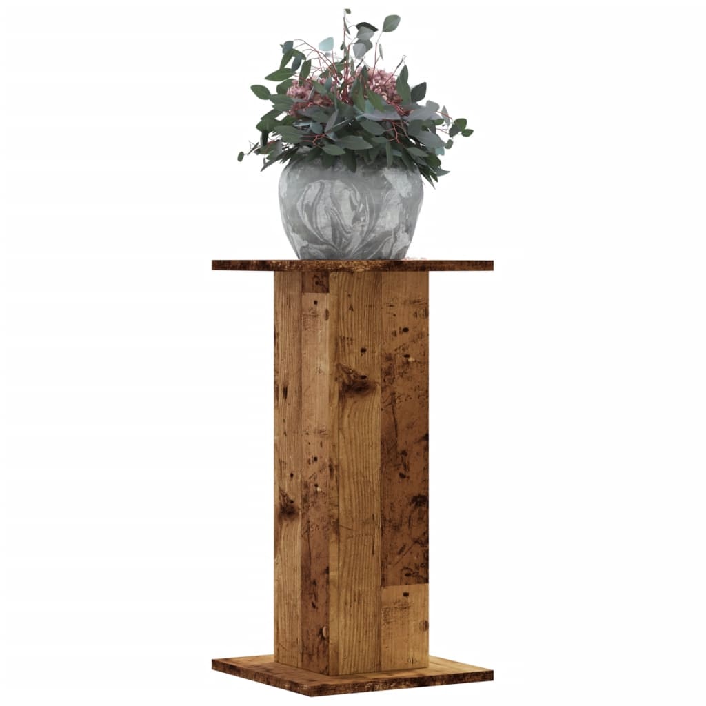 VidaXL Plantenstandaards 2 st 30x30x60 cm bewerkt hout oud houtkleurig