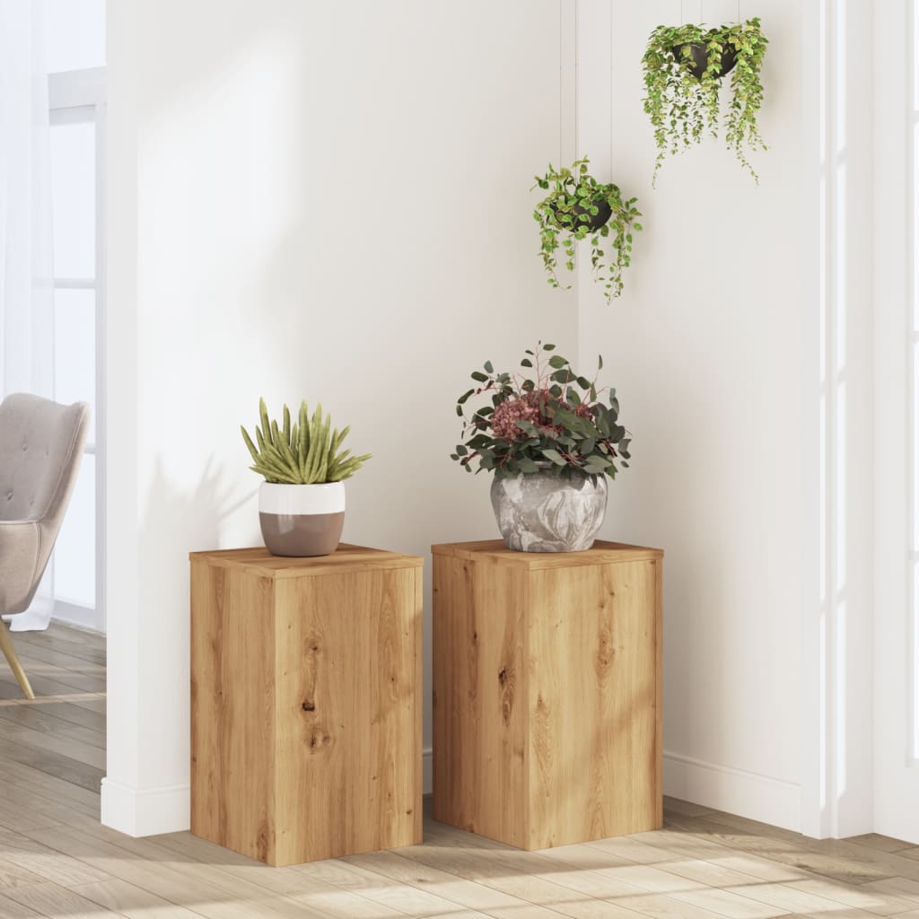 VidaXL Plantenstandaards 2 st 30x30x50 cm hout artisanaal eiken