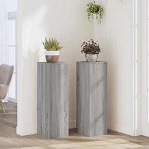 VidaXL Plantenstandaards 2 st 25x25x80 cm bewerkt hout grijs sonoma