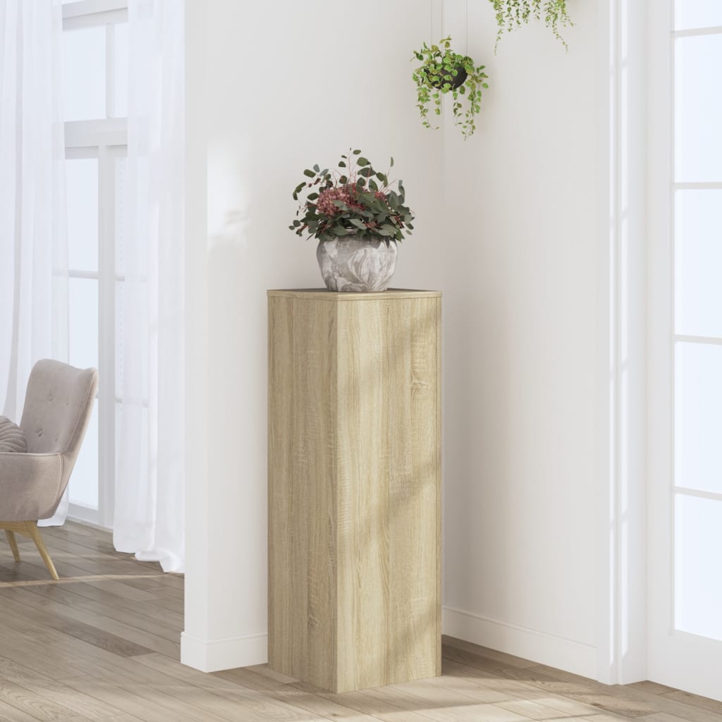 VidaXL Plantenstandaard 33x33x100 cm bewerkt hout sonoma eikenkleurig