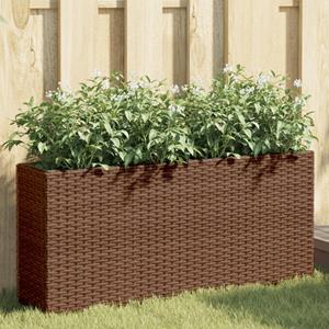 VidaXL Plantenbakken met 2 potten 2 st 90x20x40 cm poly rattan bruin