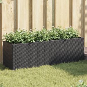 VidaXL Plantenbakken met 3 potten 2 st 105x30x32 cm poly rattan zwart