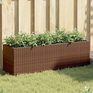 VidaXL Plantenbakken met 3 potten 2 st 105x30x32 cm poly rattan bruin