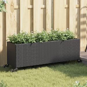 VidaXL Plantenbakken met wielen 2 st 107x32x38 cm poly rattan zwart