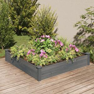 VidaXL Plantenbak verhoogd met voering 120x120x25 cm vurenhout grijs