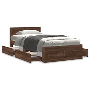 VidaXL Bedframe hoofdbord bewerkt hout bruin eikenkleurig 75x190 cm