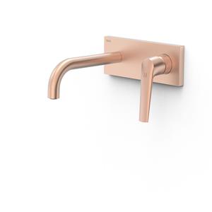 Tres Wastafelkraan Inbouw  Fuji 18 Cm Met Bedieningsplaat Mat Rose Gold