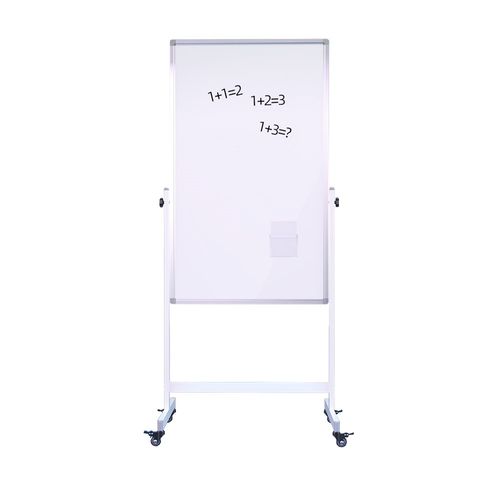 IVOL Whiteboard 66x110 Cm Verrijdbaar - Dubbelzijdig - Wit Frame