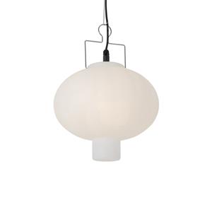 QAZQA Buiten hanglamp wit 35 cm met stekker IP44 - Pion