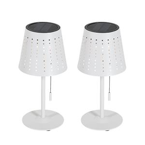 QAZQA Set van 2 tafellampen wit incl. LED 3-staps dimbaar oplaadbaar en solar - Ferre