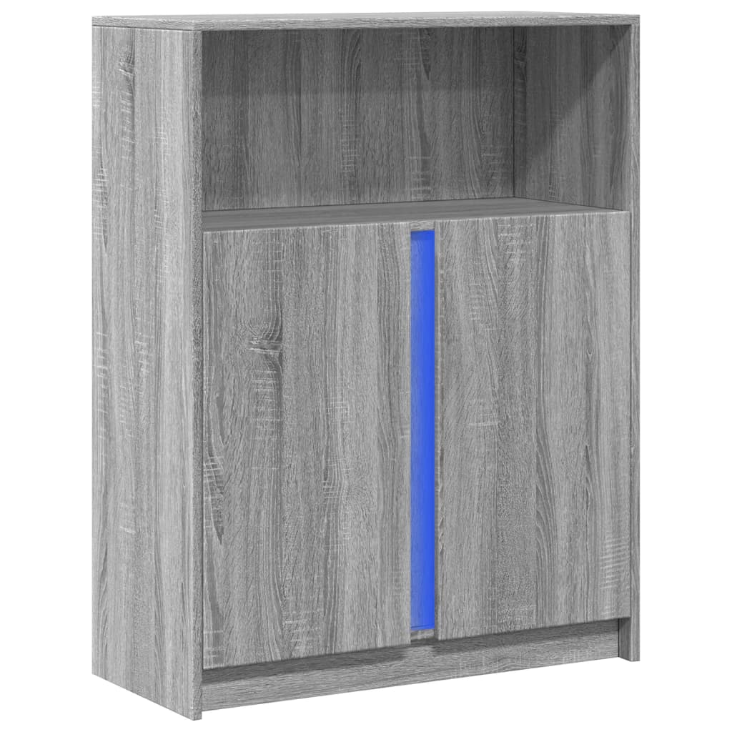 vidaXL Dressoir met LED 77x34x100 cm bewerkt hout grijs sonoma eiken