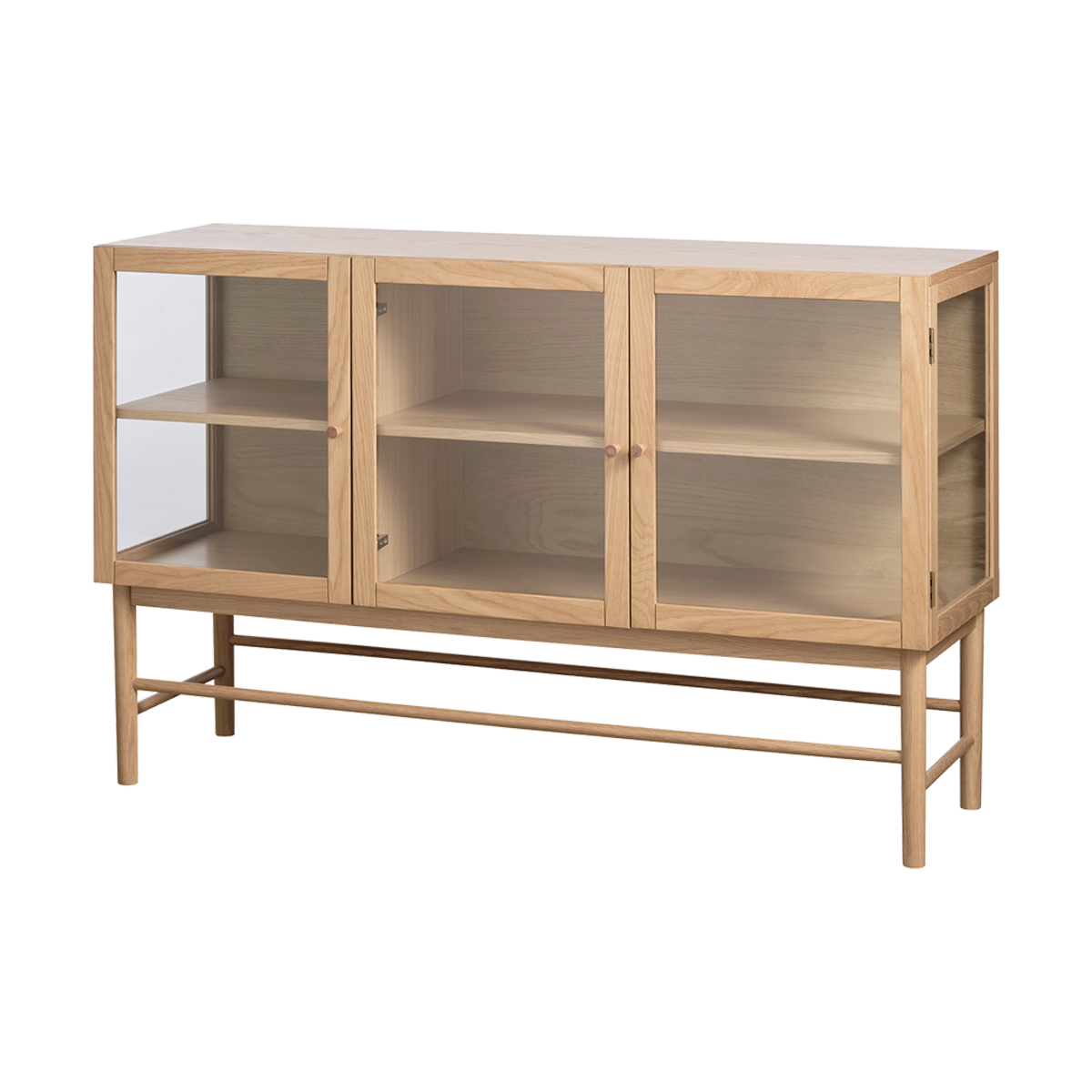 Olivine Boris eikenhouten dressoir naturel - met glazen deuren - 140 x 43 cm