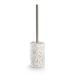 Zeller Luxe Toiletborstel in houder - wit - Terrazzo design - keramiek - x 10 cm -