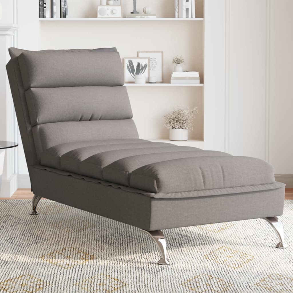 vidaXL Chaise longue met kussens stof taupe