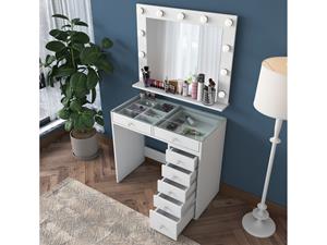 Mobistoxx Make-up tafel JESSIE DELUXE 7 lades wit