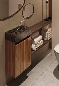 Fontana Dark Emperador toiletmeubel met ribbelfront 40cm walnoot