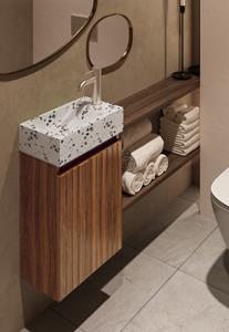 Fontana Terrazzo toiletmeubel met ribbelfront 40cm walnoot