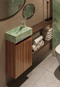 Fontana Green Onyx toiletmeubel met ribbelfront 40cm walnoot