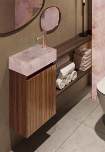 Fontana Pink Onyx toiletmeubel met ribbelfront 40cm walnoot