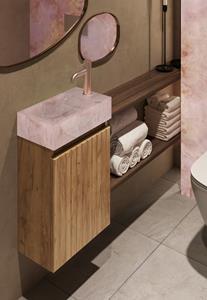 Fontana Pink Onyx toiletmeubel met ribbelfront 40cm warm eiken