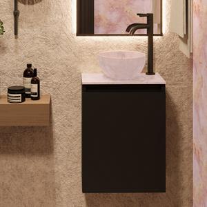 Fontana Pink Onyx Micro Marble toiletmeubel 40cm zwart mat