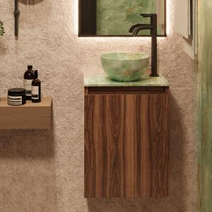 Fontana Green Onyx Micro Marble toiletmeubel 40cm walnoot