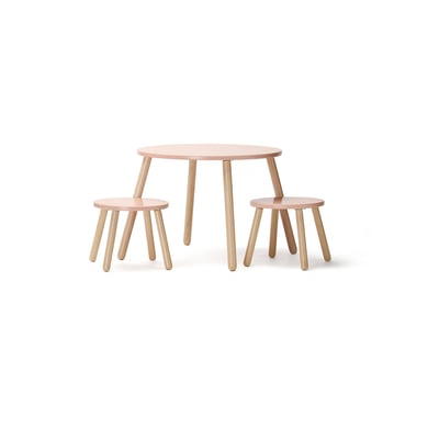 Kids Concept tafel en twee krukjes, apricot