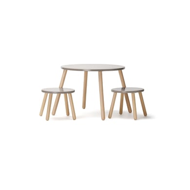 Kids Concept tafel en twee krukjes, lichtbruin