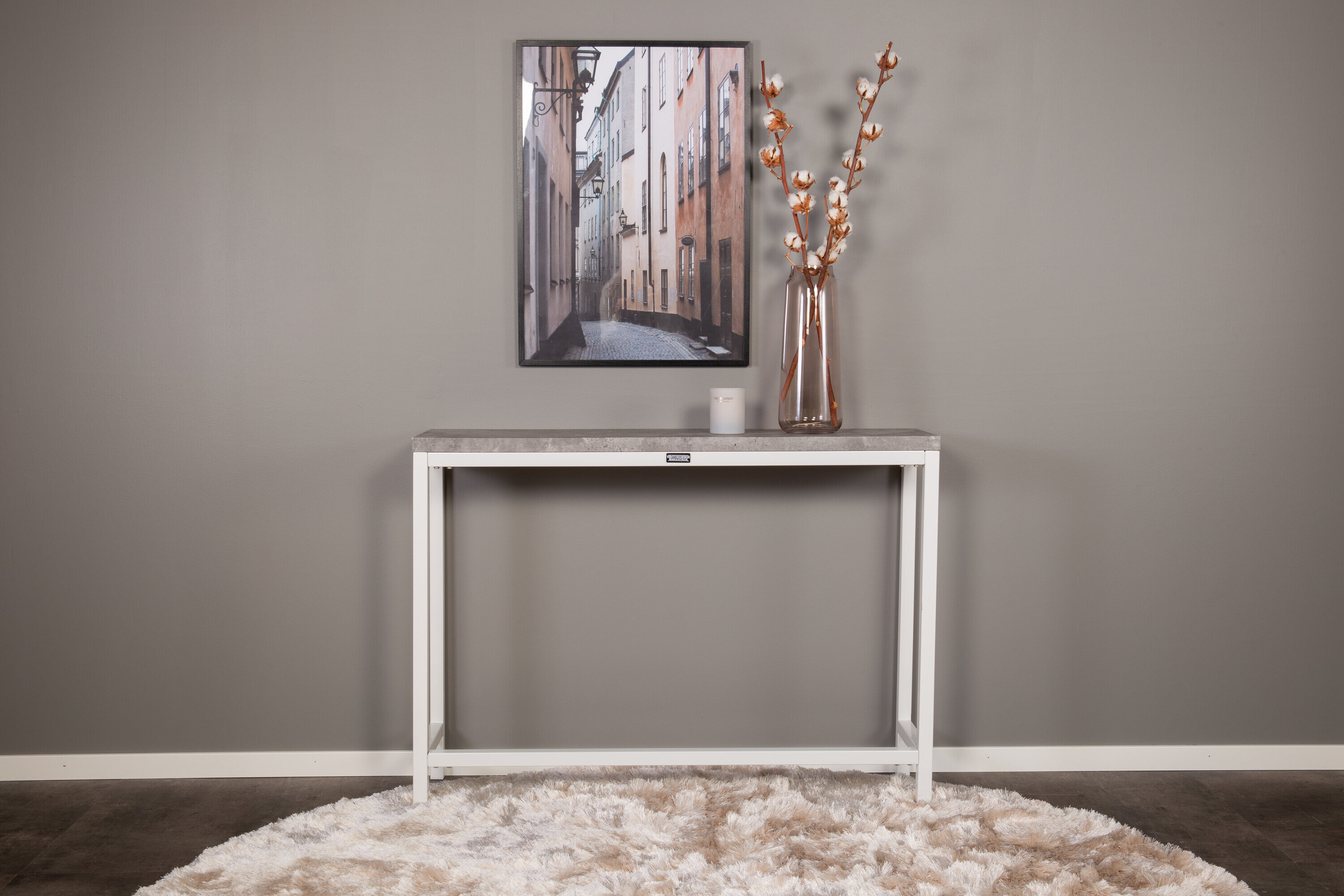 Nohr Sidetable Ram 110cm - Betonlook/Wit