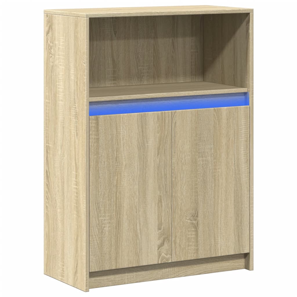 vidaXL Dressoir met LED 72x34x100 cm bewerkt hout sonoma eikenkleurig