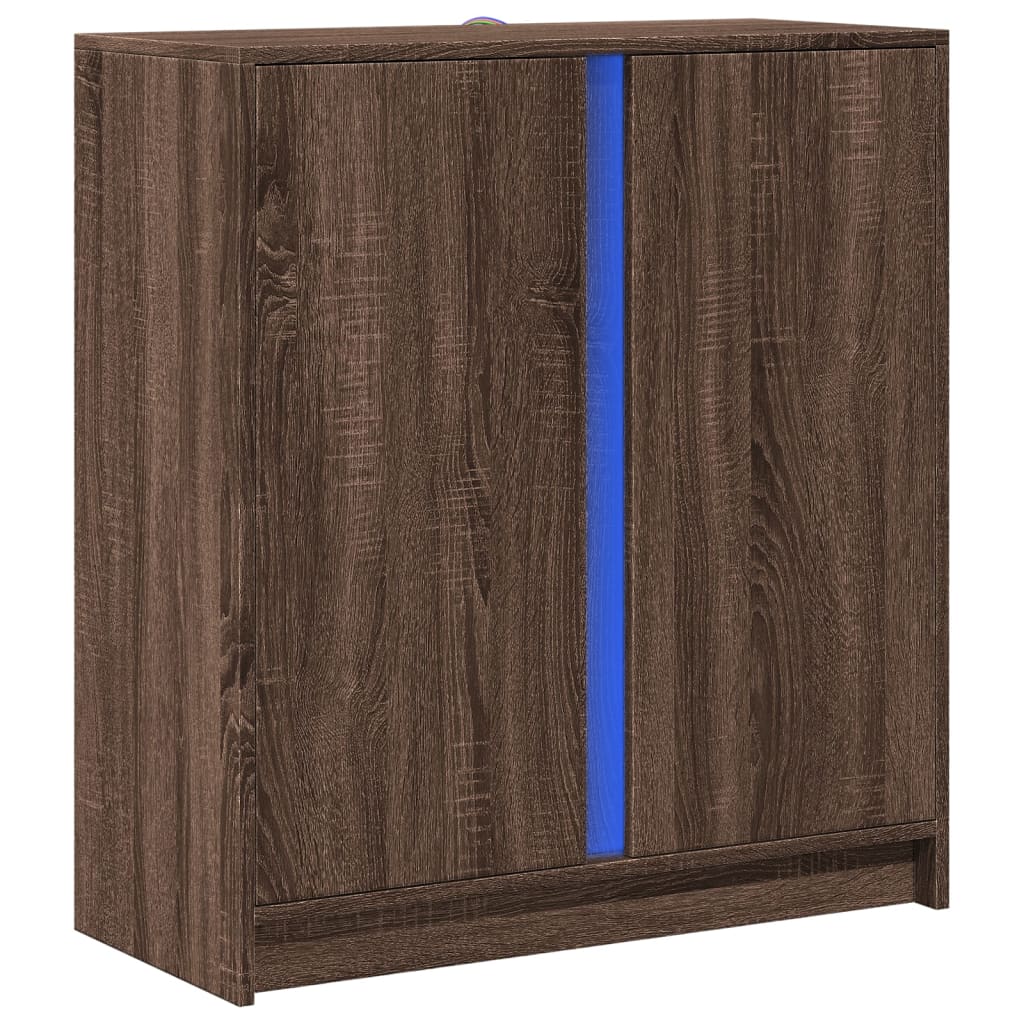 vidaXL Dressoir met LED 77x34x85 cm bewerkt hout bruin eikenkleur