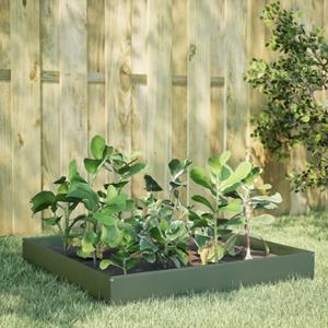 VidaXL Plantenbak verhoogd 100x100x26 cm staal olijfgroen