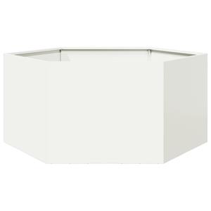 VidaXL Plantenbak zeshoek 104x90x45 cm staal wit