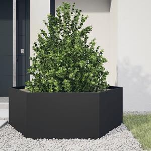 VidaXL Plantenbak zeshoek 138x120x45 cm staal zwart