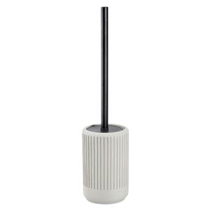 Zeller Toiletborstel in houder - keramiek - lichtgrijs - cement look - rond - 10 x cm -